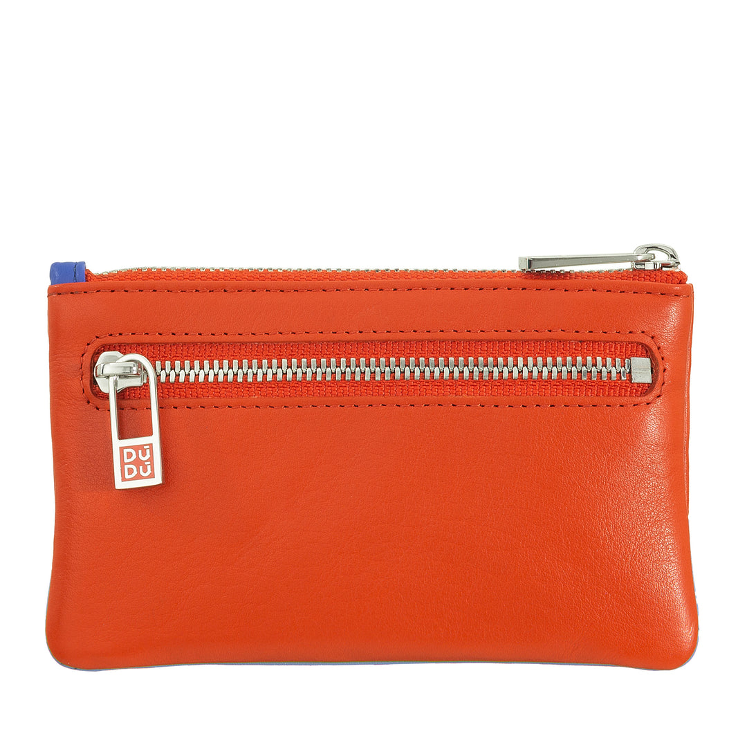 DUDU Astuccio portachiavi colorato in pelle uomo donna formato bustina con zip