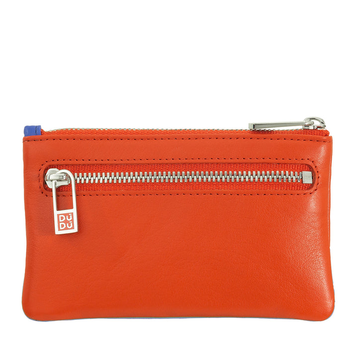 DUDU Astuccio portachiavi colorato in pelle uomo donna formato bustina con zip