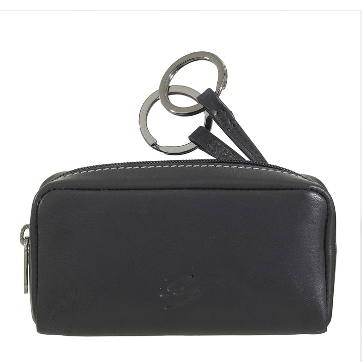 Nuvola Pelle Astuccio Portachiavi in Pelle con Cerniera – Portachiavi con 2 Anelli Metallici e Tasche con Zip per Chiavi, Monete e Piccoli Oggetti