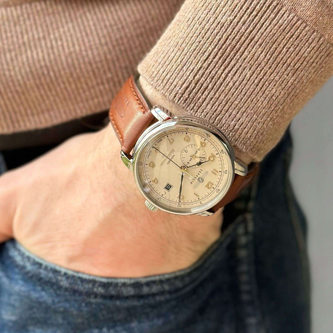 Zeppelin LZ121 Mediterranèe 24ore 40mm beige automatico acciaio 9668-5