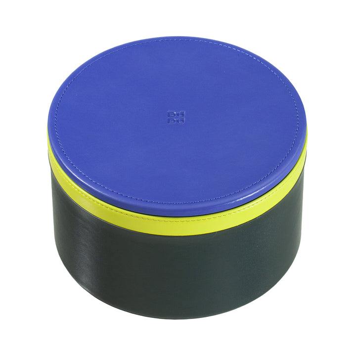 DUDU Barattolo in Pelle di Design da Arredamento, Portaoggetti con Coperchio 10x10cm, Porta Cialde Monete Chiavi Caramelle Gioielli