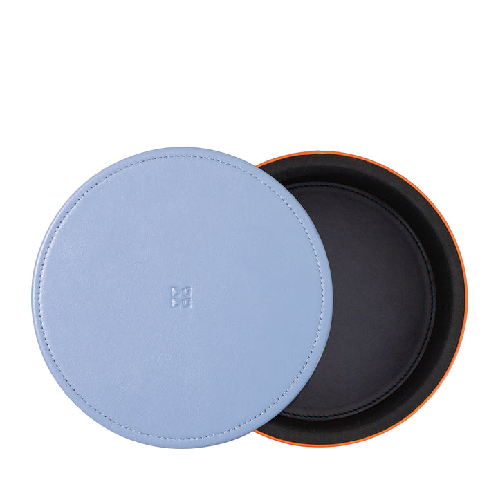 DUDU Barattolo in Pelle di Design da Arredamento, Portaoggetti con Coperchio 10x10cm, Porta Cialde Monete Chiavi Caramelle Gioielli