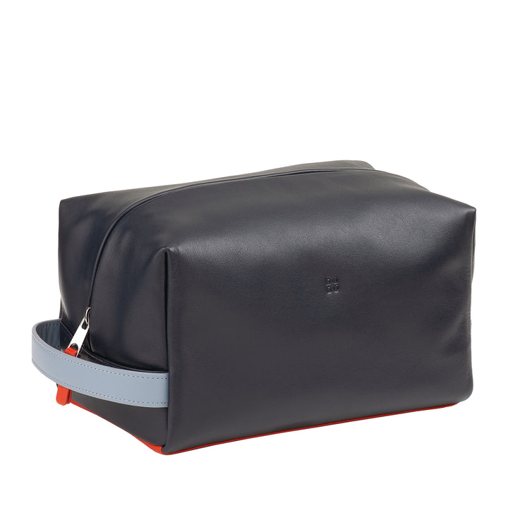 DUDU Beauty Case in Pelle Uomo Donna – Trousse da Viaggio Elegante, Design Minimal, Vera Pelle, Borsa Toilette Compatta per Accessori e Cosmetici