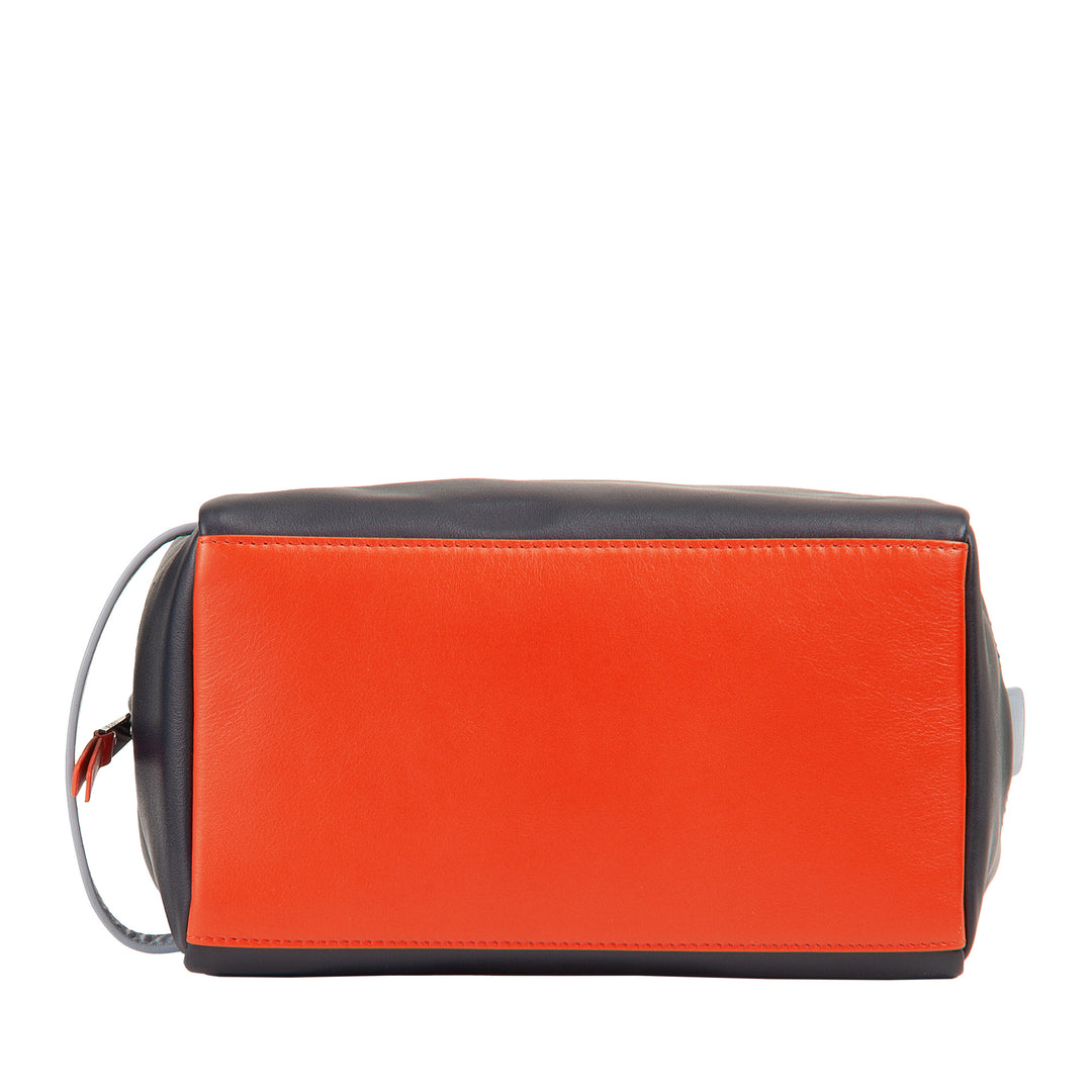 DUDU Beauty Case in Pelle Uomo Donna – Trousse da Viaggio Elegante, Design Minimal, Vera Pelle, Borsa Toilette Compatta per Accessori e Cosmetici