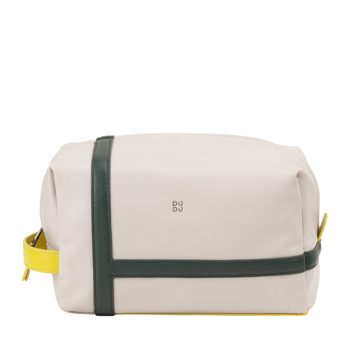 DUDU Beauty Case Uomo Donna in Pelle con Cerniera – Design Ispirato al Tennis con Maniglia Laterale per Viaggio, Palestra e Uso Quotidiano