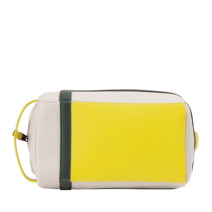 DUDU Beauty Case Uomo Donna in Pelle con Cerniera – Design Ispirato al Tennis con Maniglia Laterale per Viaggio, Palestra e Uso Quotidiano