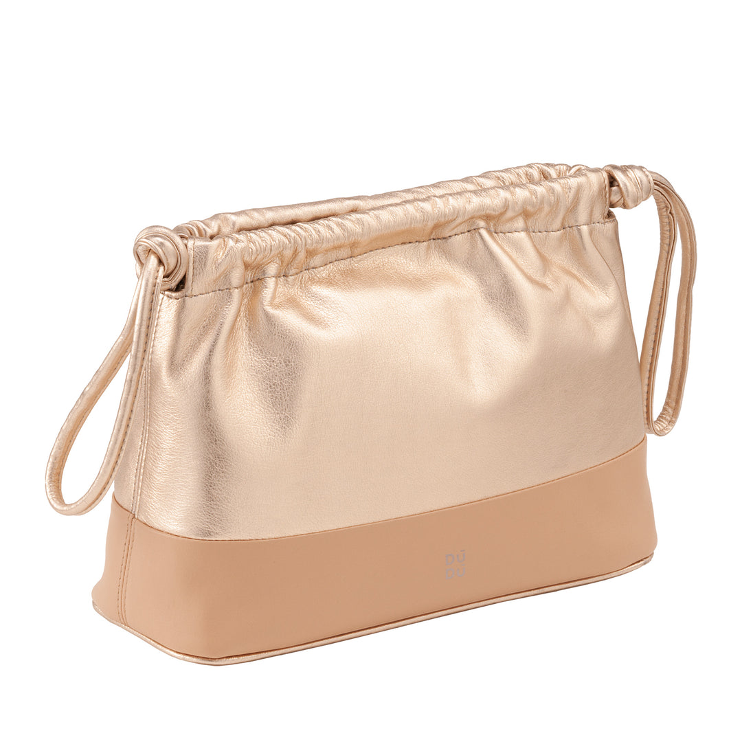 DUDU Borsa Donna a Busta in Morbida Pelle, Clutch Bag Colorata Pochette con Coulisse e Tracolla