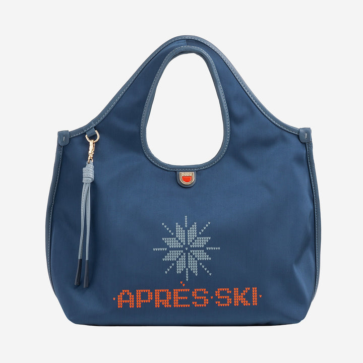 DUDU Borsa Donna a Mano a Tracolla in Nylon e Pelle Après Ski – Shopper Leggera Dimensioni Medie con Tracolla Regolabile e Chiusura Magnetica, Design Sportivo Chic