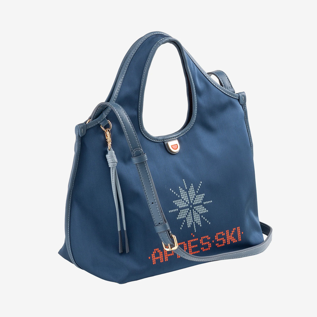 DUDU Borsa Donna a Mano a Tracolla in Nylon e Pelle Après Ski – Shopper Leggera Dimensioni Medie con Tracolla Regolabile e Chiusura Magnetica, Design Sportivo Chic