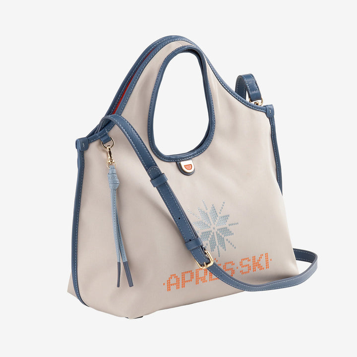 DUDU Borsa Donna a Mano a Tracolla in Nylon e Pelle Après Ski – Shopper Leggera Dimensioni Medie con Tracolla Regolabile e Chiusura Magnetica, Design Sportivo Chic