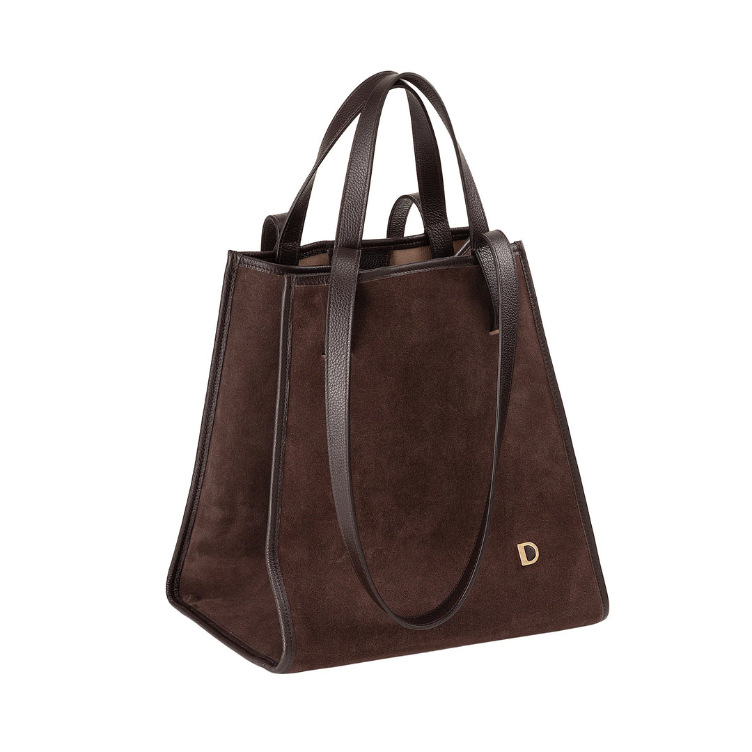 DUDU Borsa Donna a Spalla in Vera Pelle Made in Italy, Shopper Tote Bag Elegante, Doppio Manico, Pelle Pieno Fiore o Scamosciata - Borsa a Mano Capiente per Lavoro e Tempo Libero