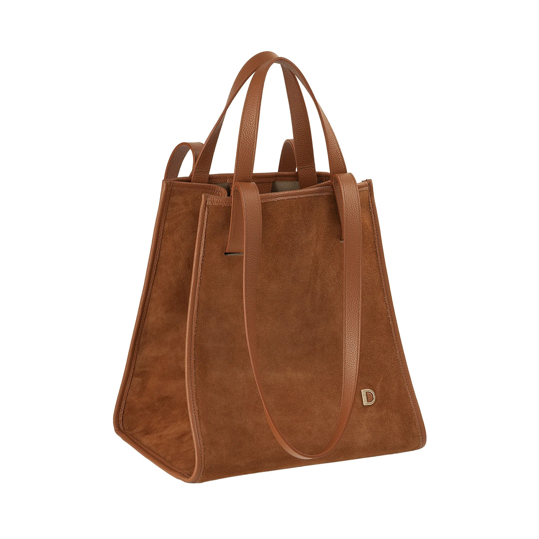 DUDU Borsa Donna a Spalla in Vera Pelle Made in Italy, Shopper Tote Bag Elegante, Doppio Manico, Pelle Pieno Fiore o Scamosciata - Borsa a Mano Capiente per Lavoro e Tempo Libero