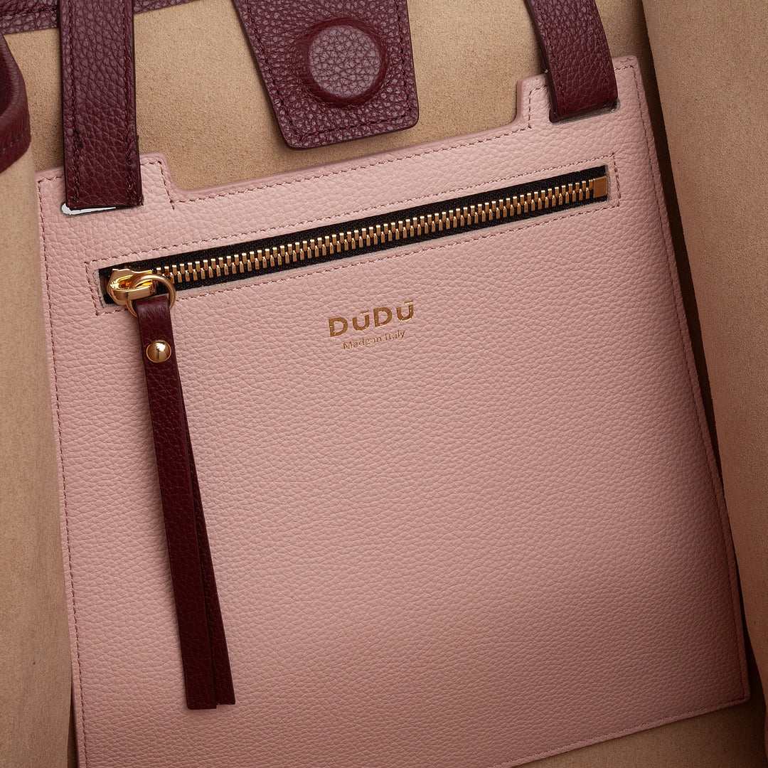 DUDU Borsa Donna a Spalla in Vera Pelle Made in Italy, Shopper Tote Bag Elegante, Doppio Manico, Pelle Pieno Fiore o Scamosciata - Borsa a Mano Capiente per Lavoro e Tempo Libero