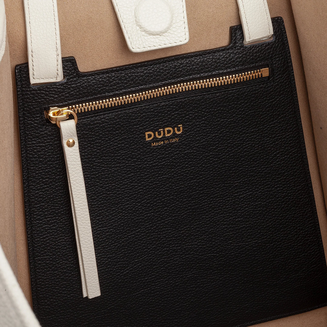 DUDU Borsa Donna a Spalla in Vera Pelle Made in Italy, Shopper Tote Bag Elegante, Doppio Manico, Pelle Pieno Fiore o Scamosciata - Borsa a Mano Capiente per Lavoro e Tempo Libero