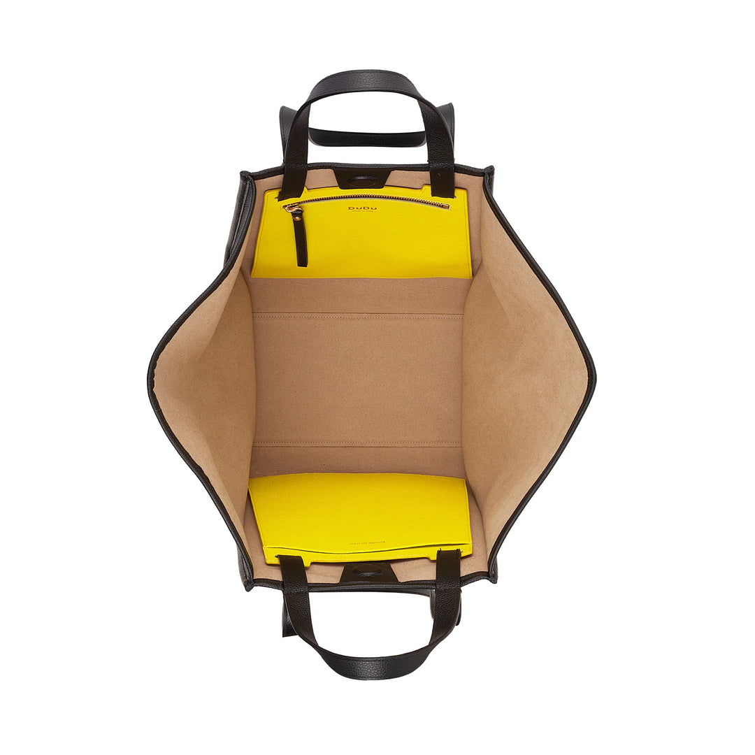 DUDU Borsa Donna a Spalla in Vera Pelle Made in Italy, Shopper Tote Bag Elegante, Doppio Manico, Pelle Pieno Fiore o Scamosciata - Borsa a Mano Capiente per Lavoro e Tempo Libero
