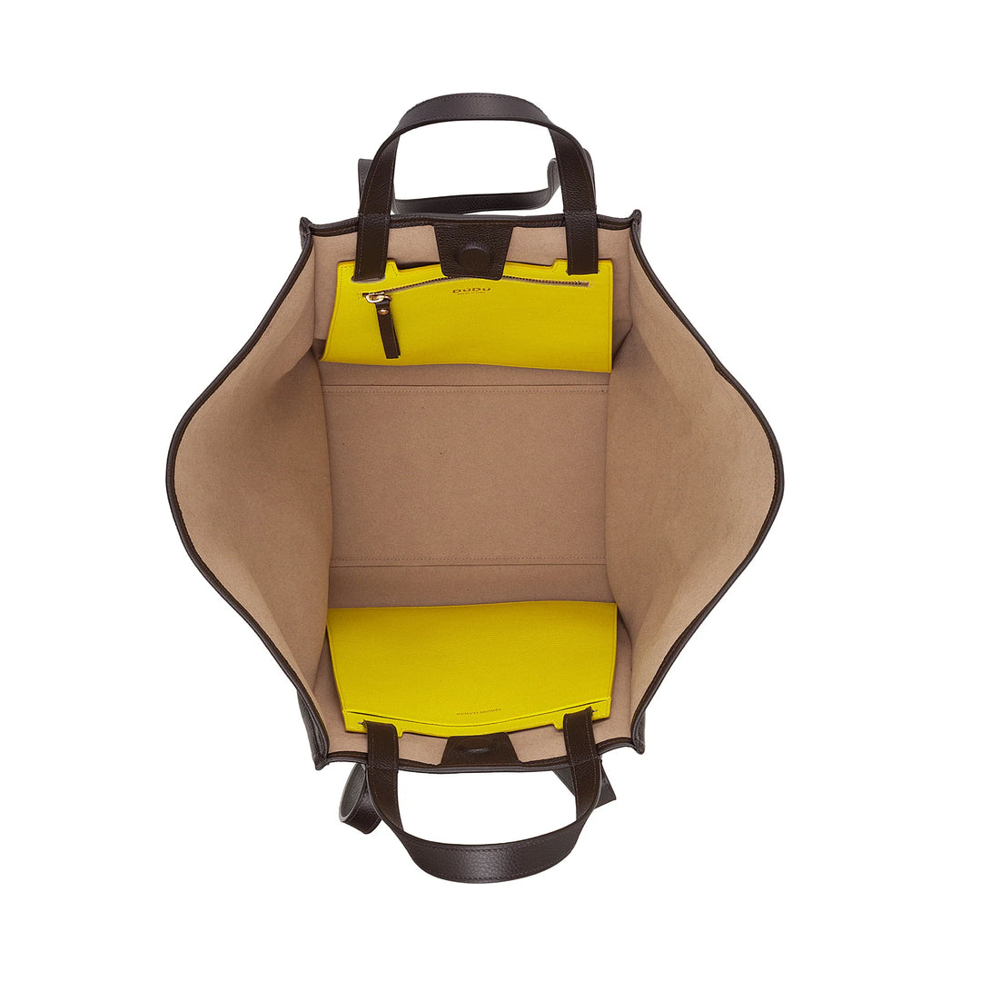 DUDU Borsa Donna a Spalla in Vera Pelle Made in Italy, Shopper Tote Bag Elegante, Doppio Manico, Pelle Pieno Fiore o Scamosciata - Borsa a Mano Capiente per Lavoro e Tempo Libero