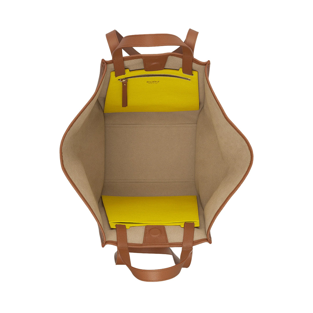 DUDU Borsa Donna a Spalla in Vera Pelle Made in Italy, Shopper Tote Bag Elegante, Doppio Manico, Pelle Pieno Fiore o Scamosciata - Borsa a Mano Capiente per Lavoro e Tempo Libero