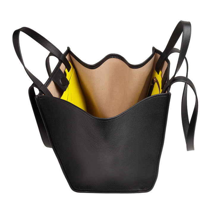 DUDU Borsa Donna a Spalla in Vera Pelle Made in Italy, Shopper Tote Bag Elegante, Doppio Manico, Pelle Pieno Fiore o Scamosciata - Borsa a Mano Capiente per Lavoro e Tempo Libero
