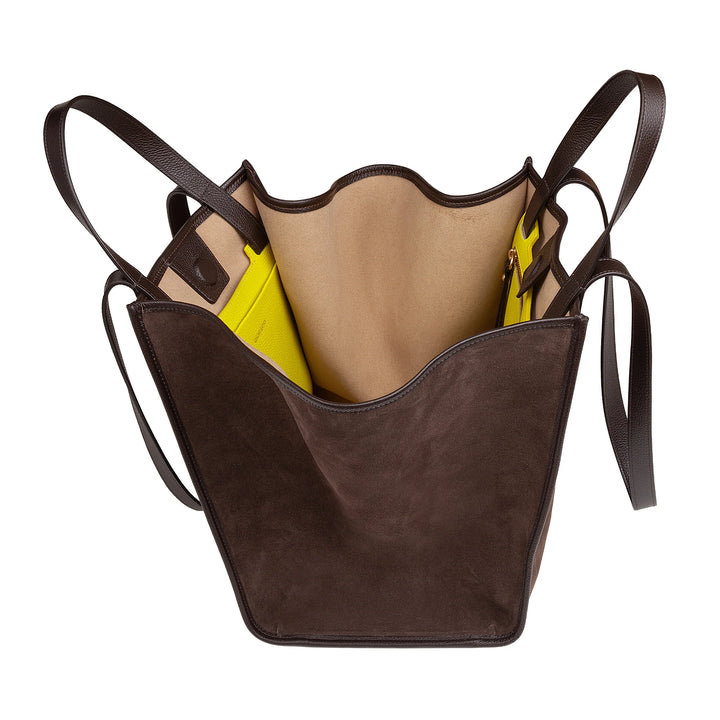 DUDU Borsa Donna a Spalla in Vera Pelle Made in Italy, Shopper Tote Bag Elegante, Doppio Manico, Pelle Pieno Fiore o Scamosciata - Borsa a Mano Capiente per Lavoro e Tempo Libero
