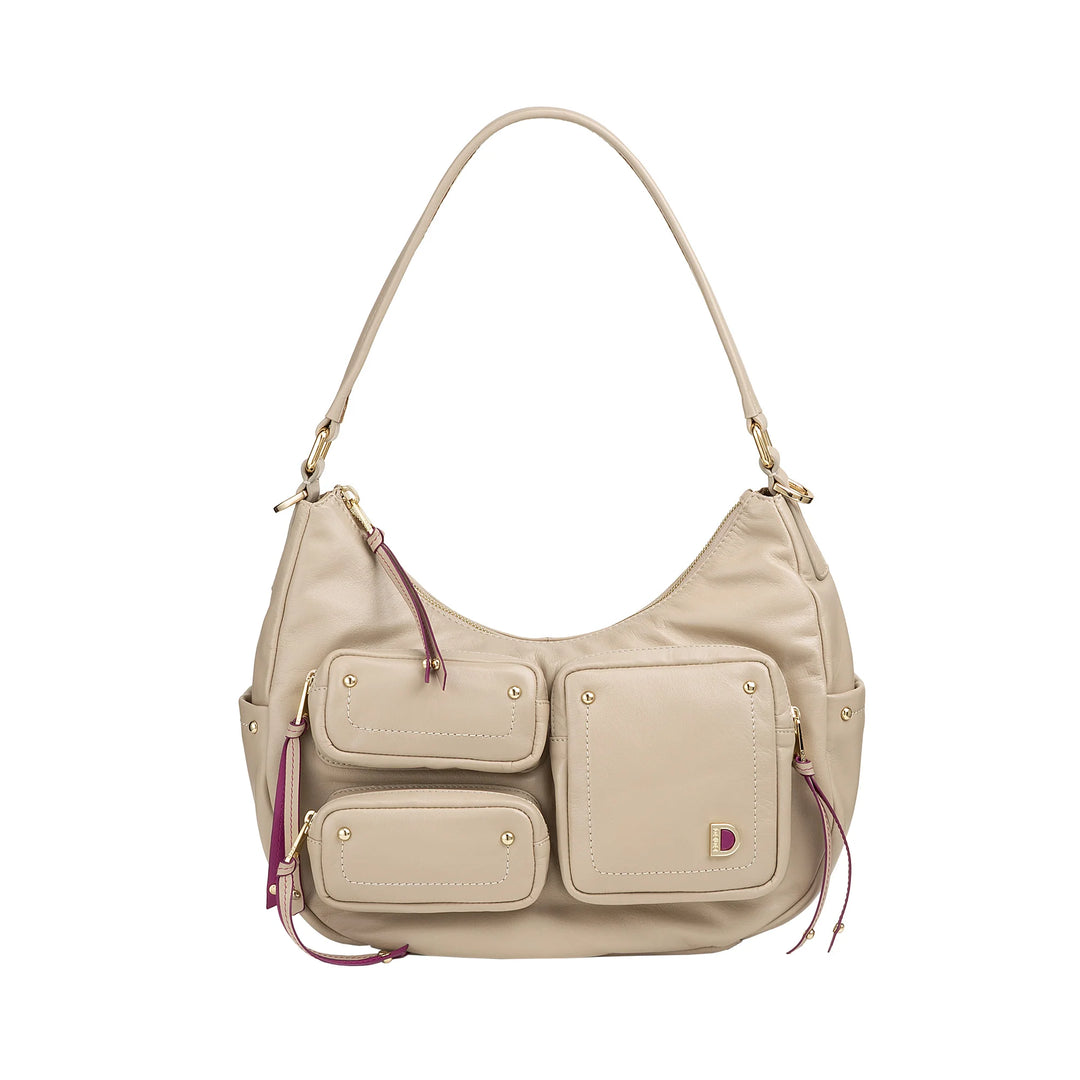 DUDU Borsa a Spalla Donna in Pelle con Tracolla Removibile, Capiente ed Elegante - Hobo Bag con Tasche Multiple, Borsa a Banana con Cerniera