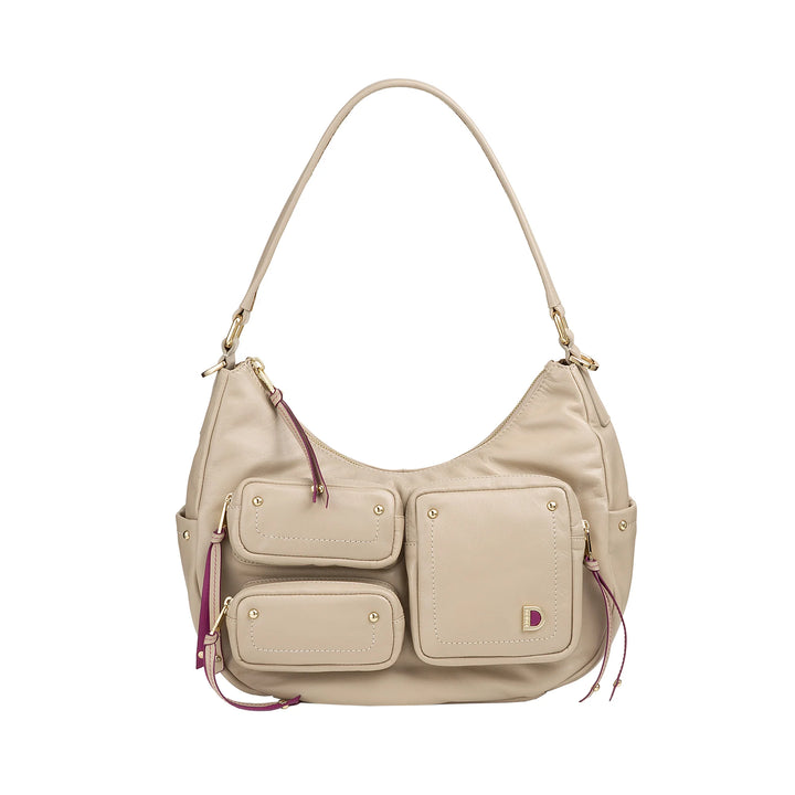 DUDU Borsa a Spalla Donna in Pelle con Tracolla Removibile, Capiente ed Elegante - Hobo Bag con Tasche Multiple, Borsa a Banana con Cerniera