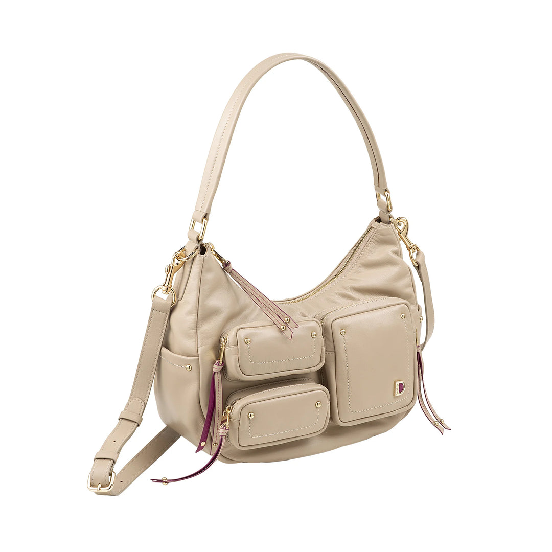 DUDU Borsa a Spalla Donna in Pelle con Tracolla Removibile, Capiente ed Elegante - Hobo Bag con Tasche Multiple, Borsa a Banana con Cerniera