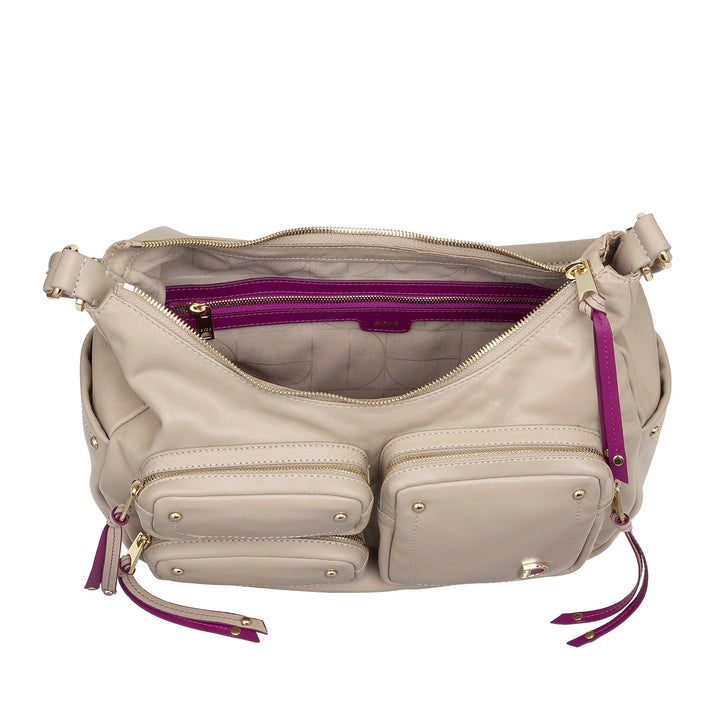 DUDU Borsa a Spalla Donna in Pelle con Tracolla Removibile, Capiente ed Elegante - Hobo Bag con Tasche Multiple, Borsa a Banana con Cerniera