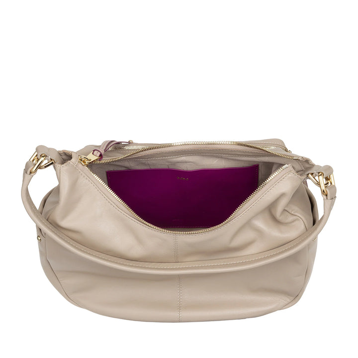DUDU Borsa a Spalla Donna in Pelle con Tracolla Removibile, Capiente ed Elegante - Hobo Bag con Tasche Multiple, Borsa a Banana con Cerniera