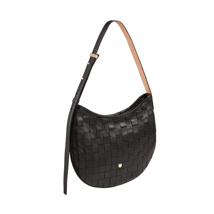 DUDU Borsa a Spalla Donna in Vera Pelle Intrecciata – Elegante Borsa Hobo con Tracolla Regolabile e Cerniera Zip, Design Artigianale, Capiente e Versatile