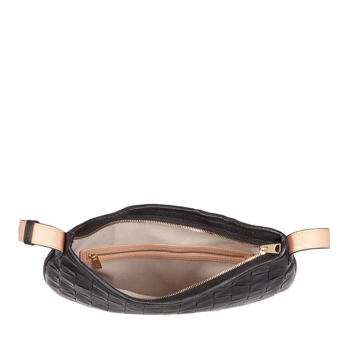 DUDU Borsa a Spalla Donna in Vera Pelle Intrecciata – Elegante Borsa Hobo con Tracolla Regolabile e Cerniera Zip, Design Artigianale, Capiente e Versatile