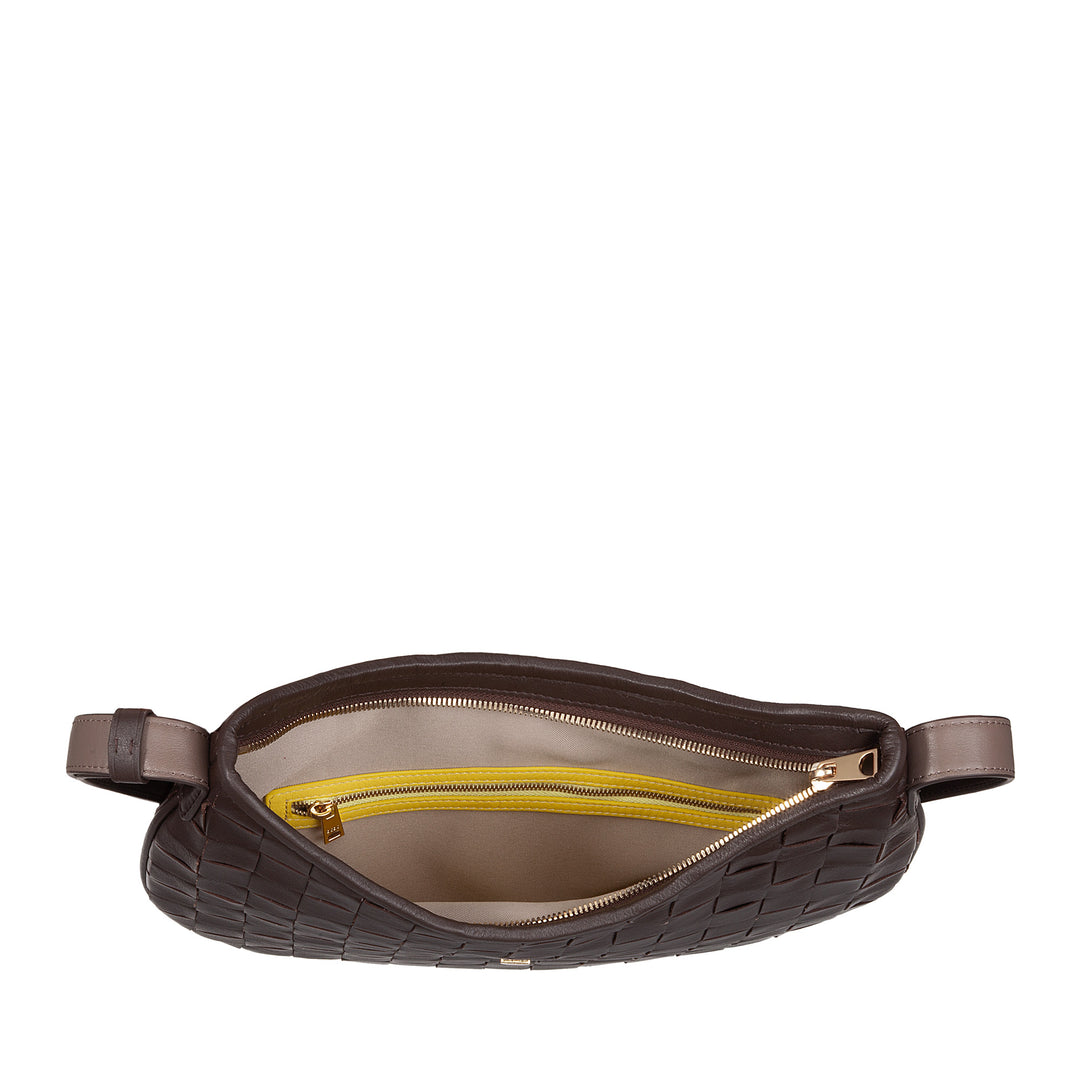 DUDU Borsa a Spalla Donna in Vera Pelle Intrecciata – Elegante Borsa Hobo con Tracolla Regolabile e Cerniera Zip, Design Artigianale, Capiente e Versatile