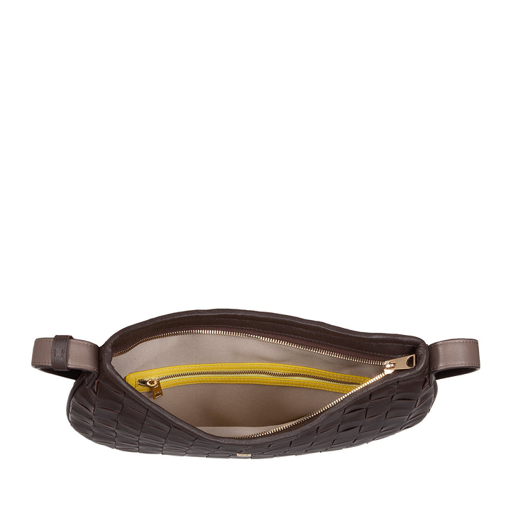 DUDU Borsa a Spalla Donna in Vera Pelle Intrecciata – Elegante Borsa Hobo con Tracolla Regolabile e Cerniera Zip, Design Artigianale, Capiente e Versatile