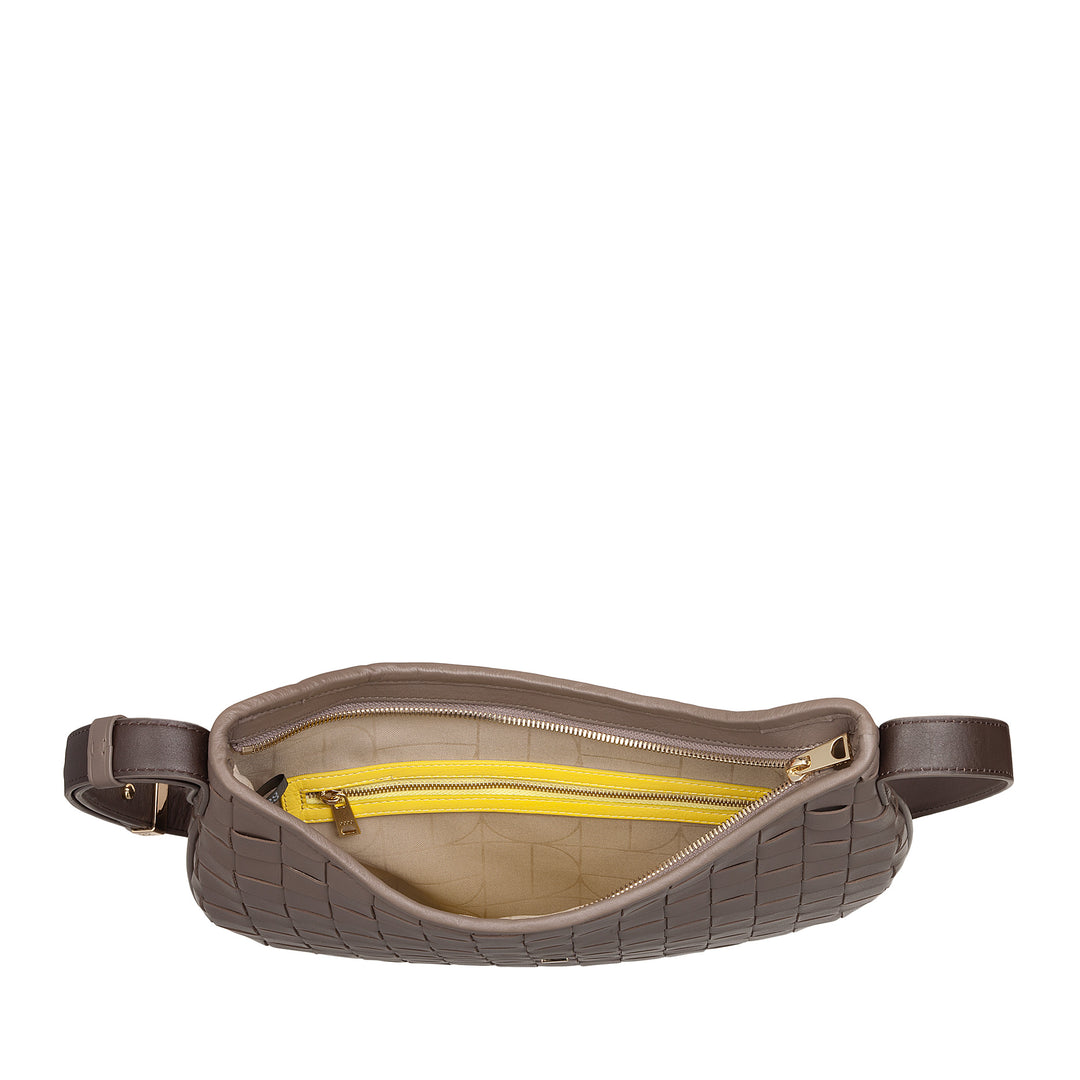 DUDU Borsa a Spalla Donna in Vera Pelle Intrecciata – Elegante Borsa Hobo con Tracolla Regolabile e Cerniera Zip, Design Artigianale, Capiente e Versatile