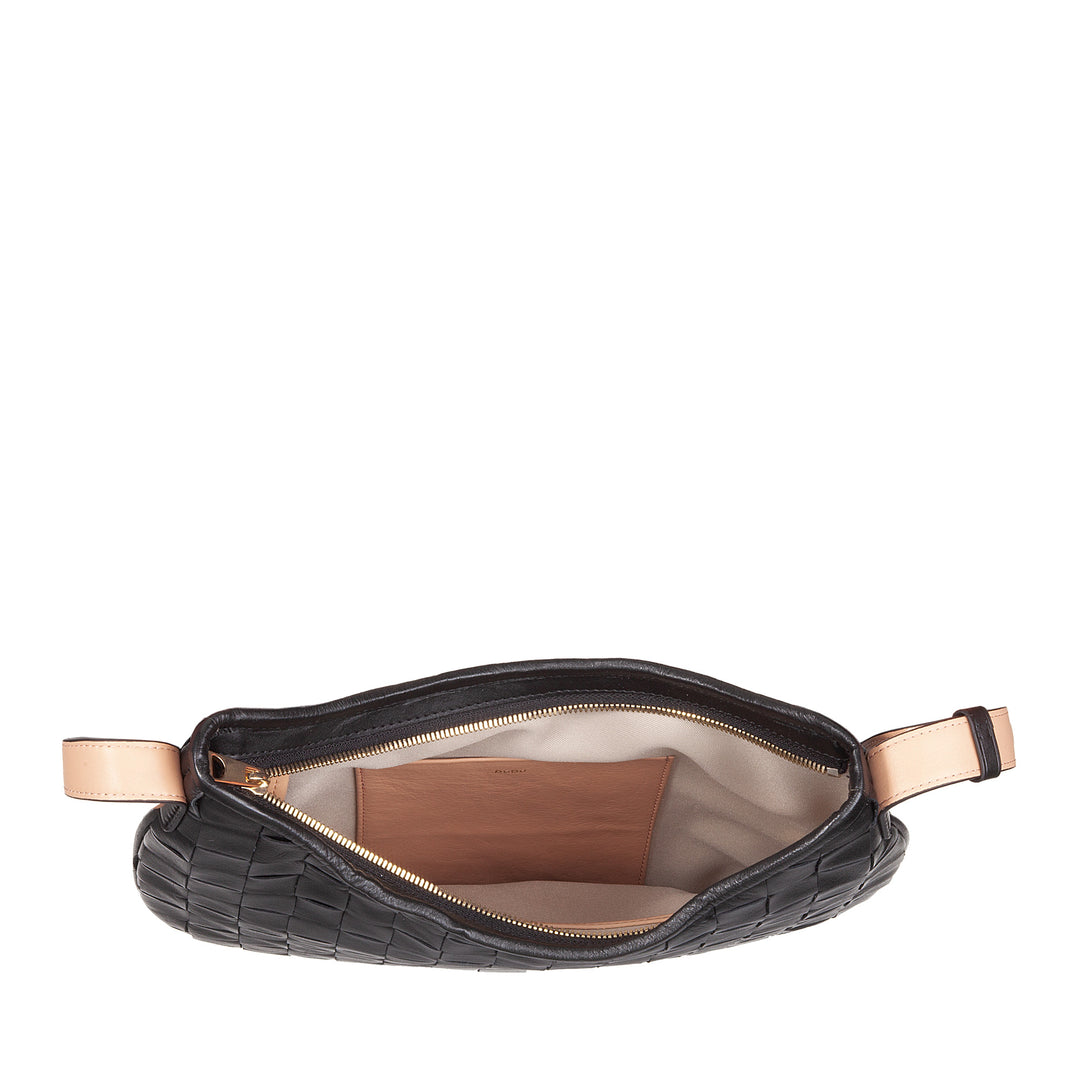 DUDU Borsa a Spalla Donna in Vera Pelle Intrecciata – Elegante Borsa Hobo con Tracolla Regolabile e Cerniera Zip, Design Artigianale, Capiente e Versatile
