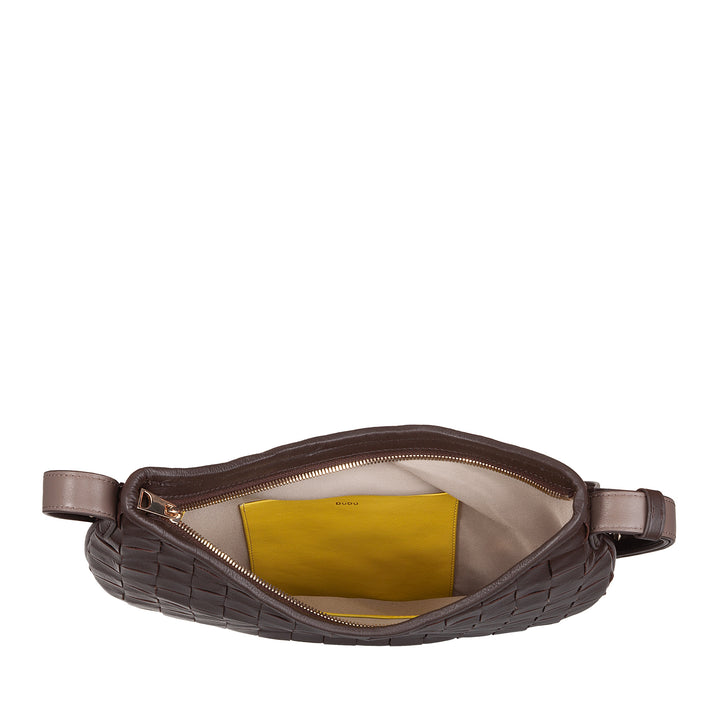 DUDU Borsa a Spalla Donna in Vera Pelle Intrecciata – Elegante Borsa Hobo con Tracolla Regolabile e Cerniera Zip, Design Artigianale, Capiente e Versatile