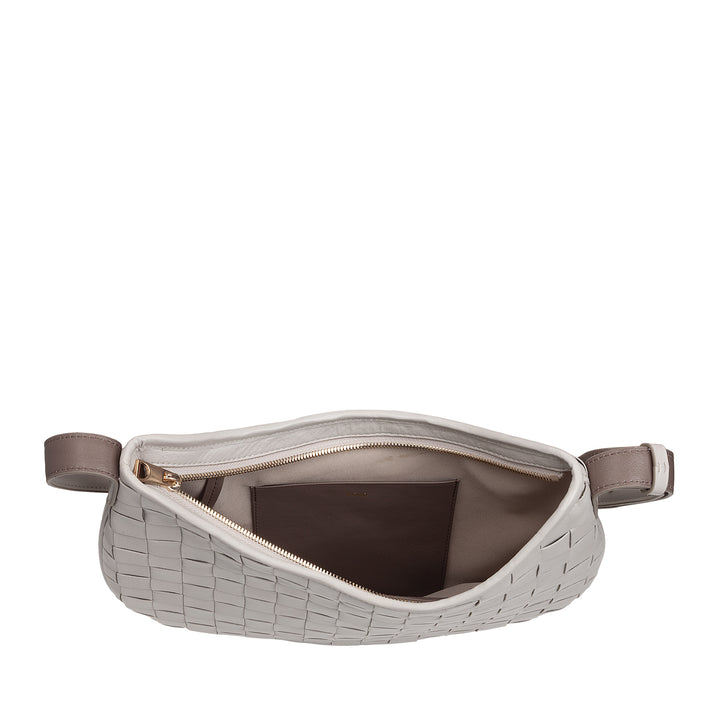 DUDU Borsa a Spalla Donna in Vera Pelle Intrecciata – Elegante Borsa Hobo con Tracolla Regolabile e Cerniera Zip, Design Artigianale, Capiente e Versatile