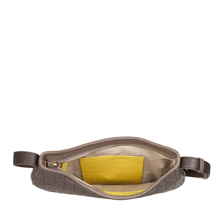 DUDU Borsa a Spalla Donna in Vera Pelle Intrecciata – Elegante Borsa Hobo con Tracolla Regolabile e Cerniera Zip, Design Artigianale, Capiente e Versatile