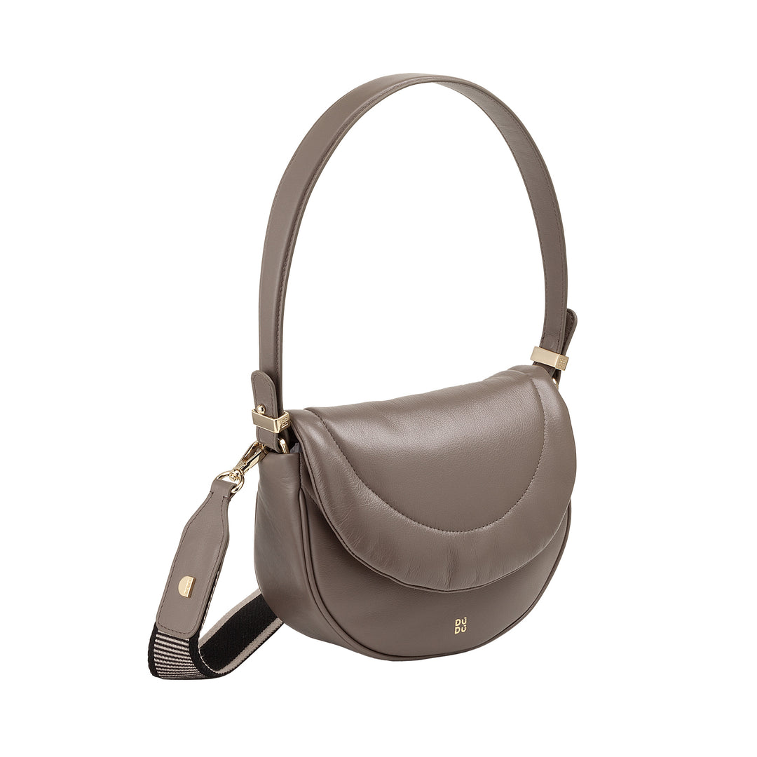 DUDU Borsa a Tracolla Spalla Donna in Pelle Trapuntata, Borsetta Piccola Elegante Imbottita con Patta, Spallina e Tracolla Removibili