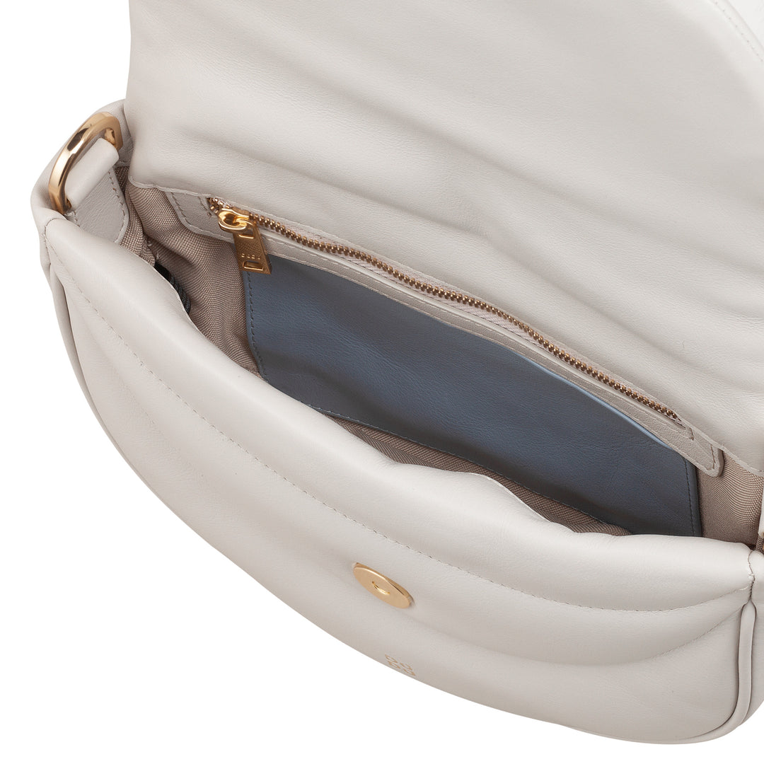 DUDU Borsa a Tracolla Spalla Donna in Pelle Trapuntata, Borsetta Piccola Elegante Imbottita con Patta, Spallina e Tracolla Removibili