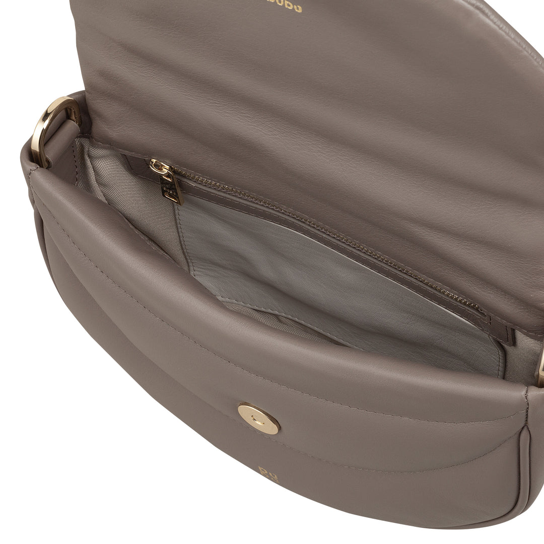 DUDU Borsa a Tracolla Spalla Donna in Pelle Trapuntata, Borsetta Piccola Elegante Imbottita con Patta, Spallina e Tracolla Removibili