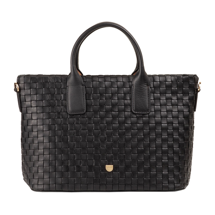DUDU Borsa a Tracolla Donna in Vera Pelle Intrecciata – Borsa a Mano Elegante con Manici, Cerniera e Tracolla Regolabile Rimovibile – Borsetta Capiente per Ufficio e Tempo Libero