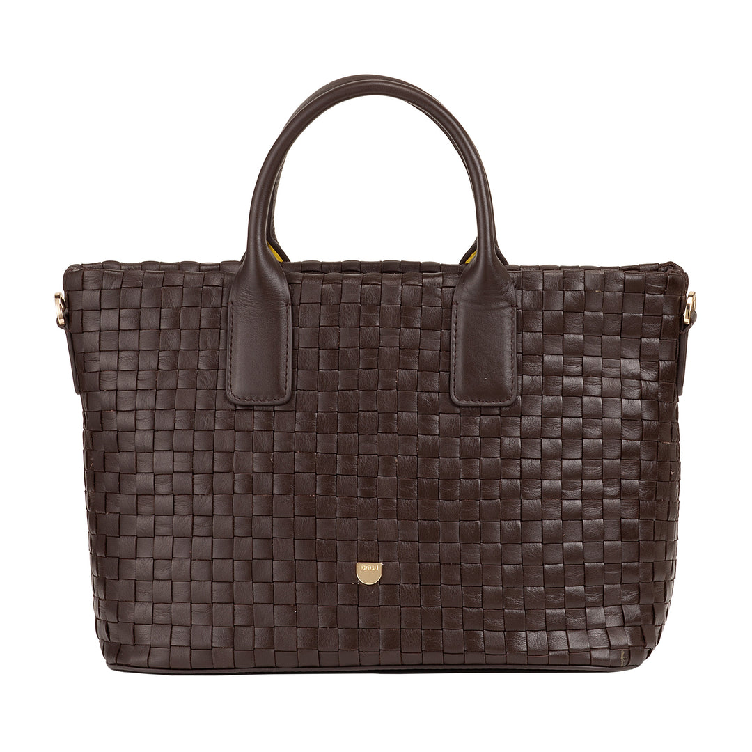 DUDU Borsa a Tracolla Donna in Vera Pelle Intrecciata – Borsa a Mano Elegante con Manici, Cerniera e Tracolla Regolabile Rimovibile – Borsetta Capiente per Ufficio e Tempo Libero