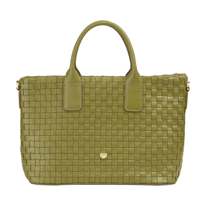 DUDU Borsa a Tracolla Donna in Vera Pelle Intrecciata – Borsa a Mano Elegante con Manici, Cerniera e Tracolla Regolabile Rimovibile – Borsetta Capiente per Ufficio e Tempo Libero