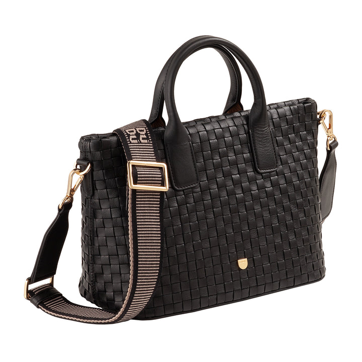 DUDU Borsa a Tracolla Donna in Vera Pelle Intrecciata – Borsa a Mano Elegante con Manici, Cerniera e Tracolla Regolabile Rimovibile – Borsetta Capiente per Ufficio e Tempo Libero