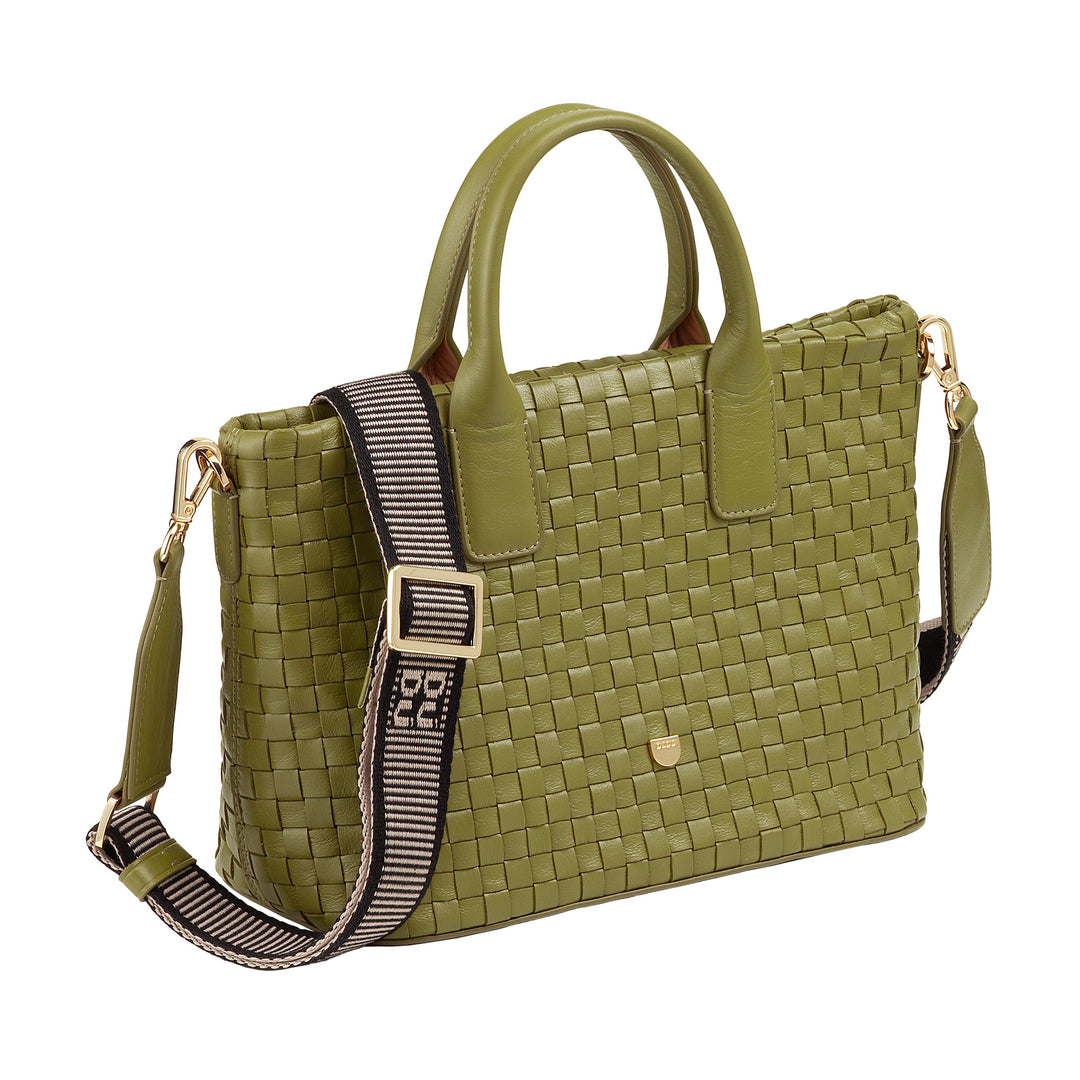 DUDU Borsa a Tracolla Donna in Vera Pelle Intrecciata – Borsa a Mano Elegante con Manici, Cerniera e Tracolla Regolabile Rimovibile – Borsetta Capiente per Ufficio e Tempo Libero