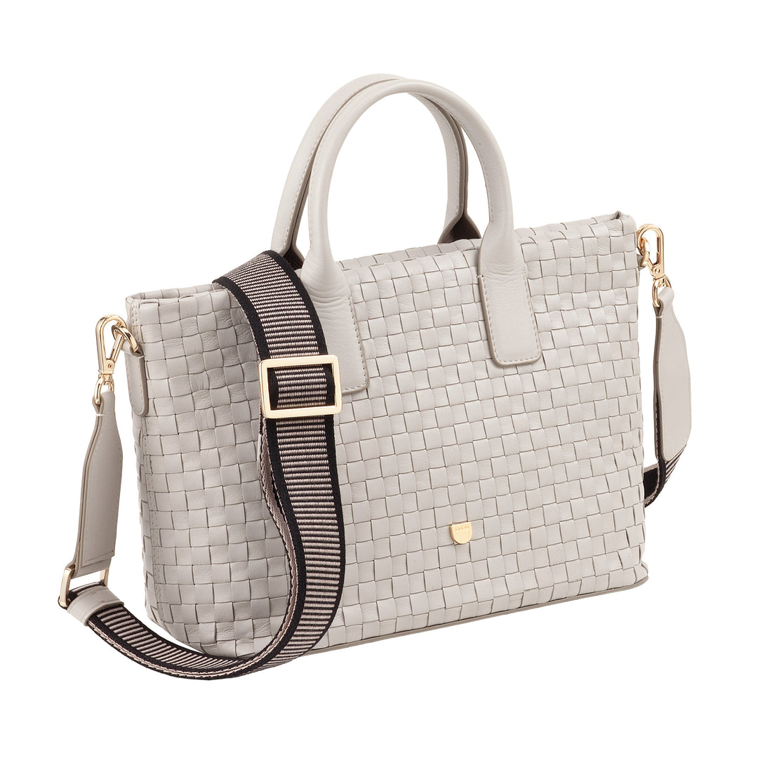 DUDU Borsa a Tracolla Donna in Vera Pelle Intrecciata – Borsa a Mano Elegante con Manici, Cerniera e Tracolla Regolabile Rimovibile – Borsetta Capiente per Ufficio e Tempo Libero