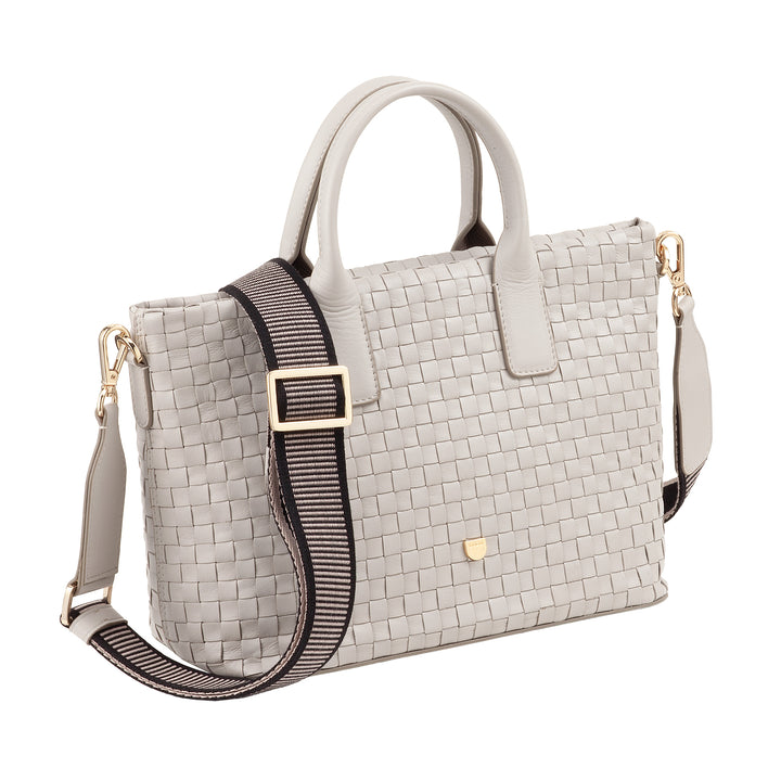 DUDU Borsa a Tracolla Donna in Vera Pelle Intrecciata – Borsa a Mano Elegante con Manici, Cerniera e Tracolla Regolabile Rimovibile – Borsetta Capiente per Ufficio e Tempo Libero