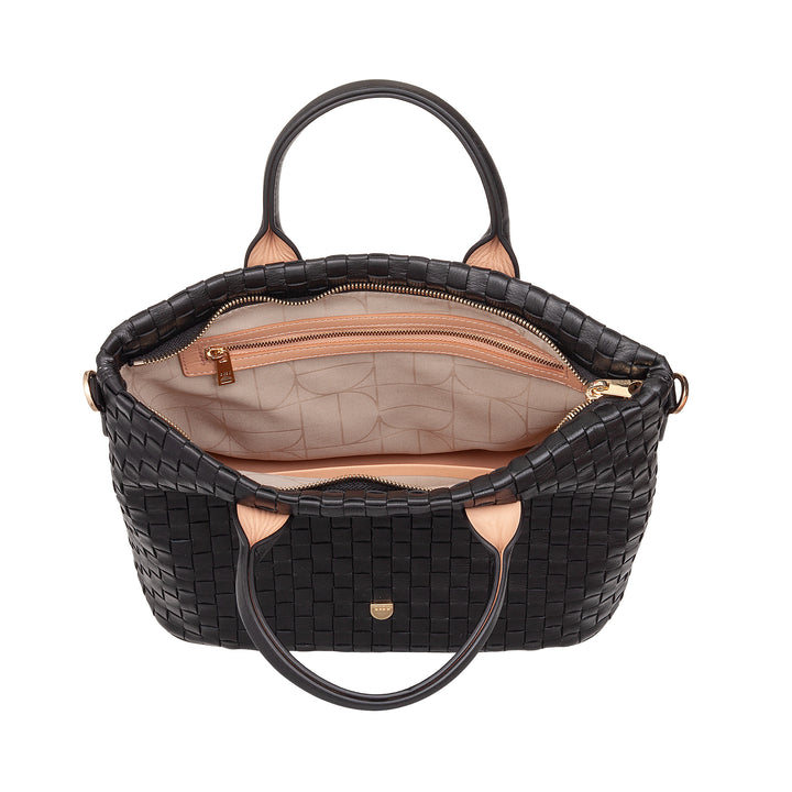 DUDU Borsa a Tracolla Donna in Vera Pelle Intrecciata – Borsa a Mano Elegante con Manici, Cerniera e Tracolla Regolabile Rimovibile – Borsetta Capiente per Ufficio e Tempo Libero
