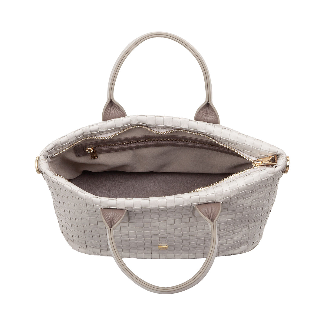 DUDU Borsa a Tracolla Donna in Vera Pelle Intrecciata – Borsa a Mano Elegante con Manici, Cerniera e Tracolla Regolabile Rimovibile – Borsetta Capiente per Ufficio e Tempo Libero