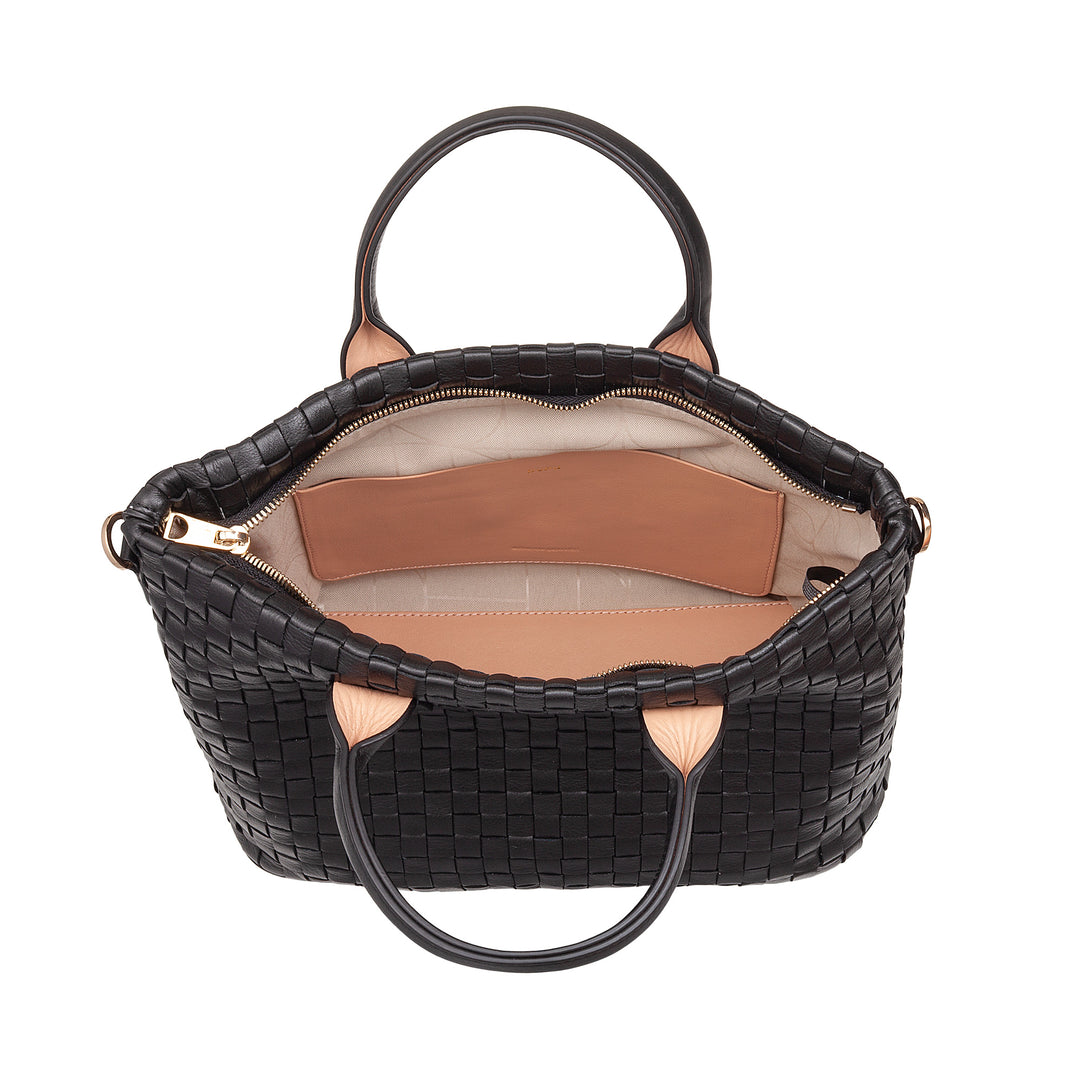 DUDU Borsa a Tracolla Donna in Vera Pelle Intrecciata – Borsa a Mano Elegante con Manici, Cerniera e Tracolla Regolabile Rimovibile – Borsetta Capiente per Ufficio e Tempo Libero